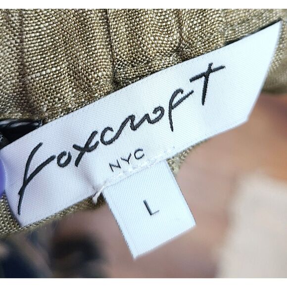 Foxcroft 100% Linen Green Mini Skirt Pockets LARGE Minimalist Capsule Wardrobe L - Picture 4 of 10